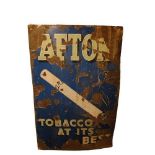 An original enamel Sign for 'Afton Tobacco at its Best,' the blue enamel ground with green text