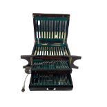 A comprehensive cased Canteen of Cutlery, comprising 12 bone handled dinner knives, 12 desert