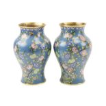 A fine pair of late 19th Century Chinese cloisonné Vases, each of baluster form with gilt neck