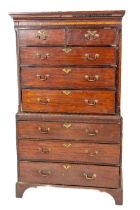 A Georgian period mahogany Chest on Chest, the moulded top over a frieze with chequered and