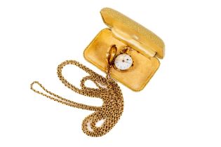 An attractive Ladies 9ct gold link Chain Necklace, with enamel dial locket type watch, approx. 50