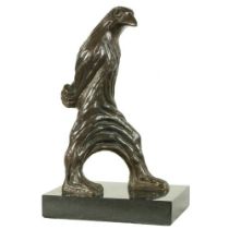 Rimantas Sulskis, Lithuanian (1943-1995) 'A Human and a Bird,' bronze, signed  with initials, on