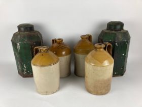 An earthenware Spirit Jar, for 'D.E. Williams Ltd. Tullamore,' and three other Spirit Jars (