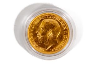 Gold Coin:  A 1919 George V full Sovereign, Perth mint, good, in plastic. (1)