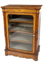 A good Victorian inlaid walnut Pier Display Cabinet, with brass mount, the rectangular top with