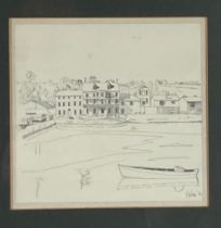 Colm O'Cochlain (1929-1995) 'Views of Kilkenny,' pencil drawings, a pair, each approx. 19cms x 20cms