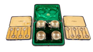 Two cased sets of 6 Art Deco silver Teaspoons, by Alexander Clark & Co., London; together with a