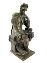 After Michelangelo A bronze Figure representing Lorenzo de Medici, 24cms (9 1/2"). (1)