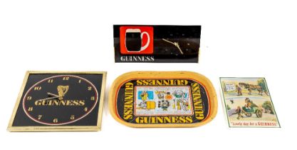 Advertisement: Guinness, a collection of Memorabilia, including Tray, two Clocks and Lovely Day