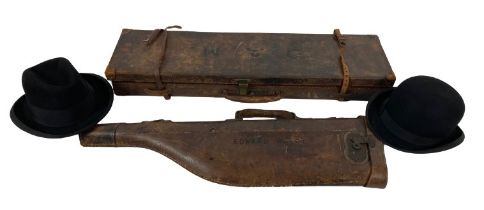 A leather 'leg of mutton' Gun Case, inscribed 'Edward Roche' with brass lock and leather carrying
