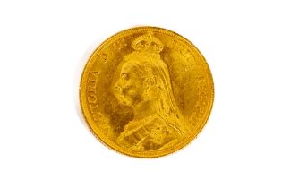 Gold Coin: An 1887 double Sovereign; £2 Queen Victoria gold Coin - Jubilee. Good, no wear. (1)