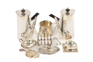 Silver & Plateware: A pair of plated Argyles, of hexagonal form and matching Sugar Bowl, together