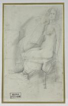 Roderic O'Conor (1860-1940) "Life Study," pencil drawing, sketch of a Nude Lady seated, approx.