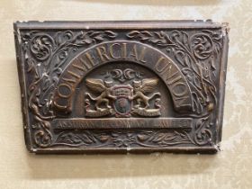 Advertisement: "Commercial Union - Assurance Company Limited," painted plaster mould, decorated with