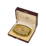 An attractive 8 day Swiss made enamel and gilt metal cased Table Clock, by Mappin & Webb,