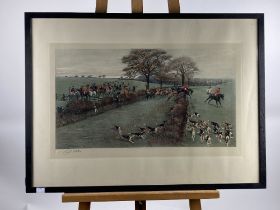 Cecil Aldin, British (1870-1935) 'South Berks Hunt,' coloured print, atmospheric hunting scene