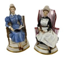 A good pair of Royal Worcester porcelain Figures, modelled as sisters of the Nightingale Training