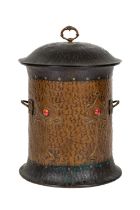 An attractive fine quality Arts and Crafts Scottish School Fuel Bin, the domed lift top with
