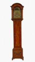 An important and fine quality Irish inlaid walnut Longcase Clock, the hood with arch top over a