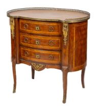 A Transitional design Table-A-Rognon, in parquetry, kingswood and tulipwood, the shaped top with