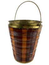 An early 19th Century Dutch 'Teestoof' fruitwood Bucket, (used for hot coal) with brass bands, liner