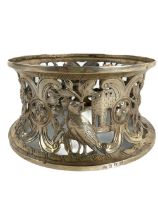 An attractive 19th Century Irish silver pierced and decorated Dish Ring, designed with birds, castle