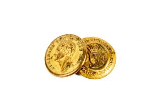 [O'Connell (Daniel)] Two rare 19th Century decorated Buttons, the first with side profile in