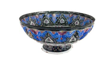An attractive 19th Century Middle Eastern enamel Bowl, of geometric design and floral decoration, on