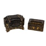 An attractive mid-19th Century shaped lacquered Tea Caddy, the exterior with approx. 12 framed