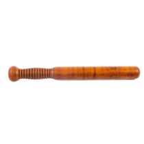 An old Policeman's wooden Baton, with ring turned grip, 41cms (16'). (1)