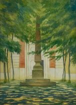 Nigel Hughes, British (b. 1940) "Obelisk," watercolour over pencil, approx. 37cms x 27cms (14 1/2" x