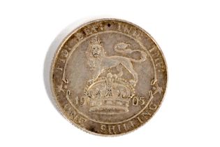 Coin: A 1905 British Shilling Coin, Edward VII, A fine example. Rare (1) * Scarce for the period.