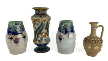 A pair of attractive "Fushia" design Royal Doulton porcelain Vases, [8872C-UBW] each approx.