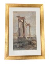 19th Century Italian School "A Roman Ruin," watercolour, inscribed lower left and right, 51cms x