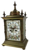 A French brass Mantle Clock, in the Indian style, the movement by Japy Freres, striking on a gong,