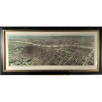 A rare large coloured wood Engraving, "Panoramic View of the City of Dublin, being No. 1 of a Series