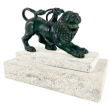 A fine bronze copy of the Etruscan Chimera of Arezzo, on rectangular stepped stone plinth, 22cms (