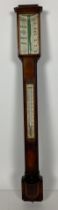 A quality 19th Century Irish mahogany Stick Barometer, the rectangular glazed top with stamped