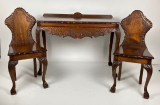 A Georgian style carved mahogany Side Table, by Callaghan & Connolly of Kilkenny, the plain top with