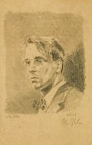 John Fletcher, American (XX-XXI) 'Portrait of W.B. Yeats,' head and shoulders wearing pince-nez,