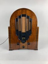 A rare Super Inductance 636 Art Deco walnut and crossbanded Cathedral style Philips Eindhoven