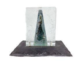 Bob Frazier - 21st Century Art Glass on slate, "Steps," 24cms x 29cms (9 1/2" x 11 1/2"). (1)