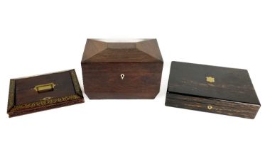 A large William IV period rosewood Tea Caddy, of casket form with hinged top, 31cms (12"),