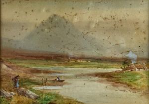 William Bingham McGuinness, RHA (1849-1928) 'Croagh Patrick, Co. Mayo,' watercolour, Extensive