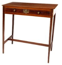 A 19th Century inlaid mahogany Side Table, the rectangular top with rounded corners above a frieze