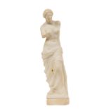 After the Antique A marble Statue of a semi-Nude Lady without arms, draped with cloth on lower body,
