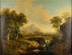 Thomas Sautelle Roberts (1760-1826)  Imaginary Landscape with River Valley and Mountains,  69cms x