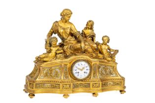An exceptional Napoleon III large French ormolu Mantle Clock, the group of three children and
