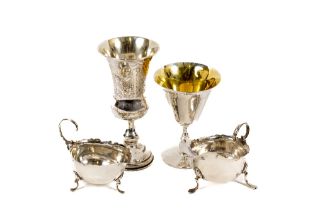 A miniature Chester silver Sauceboat, c. 1901, another similar ditto 1902, a small Irish silver