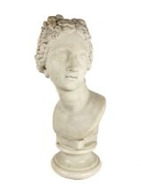 A fine 19th Century carved white Carrara marble Bust of Venus de Medici, on an associated socle,